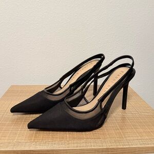 Gianni Bini Shara Neoprene Black Slingback Heels